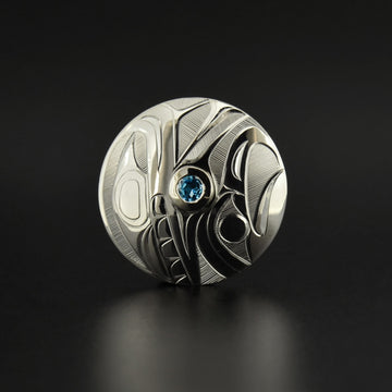 Whale and Eagle - Silver Pendant with Topaz