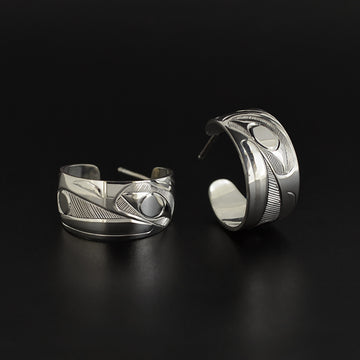 Raven and the Light - Silver Hoop Studs