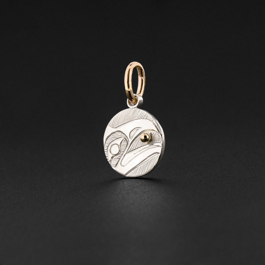 Raven - Silver Pendant with 14k Gold