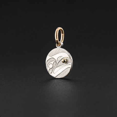 Raven - Silver Pendant with 14k Gold