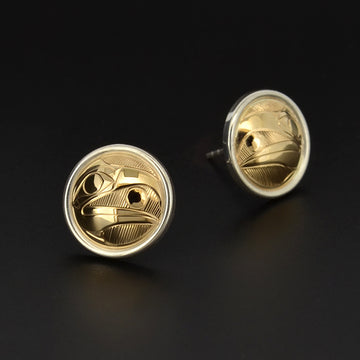 Raven and the Light - Silver and 14k Gold Studs
