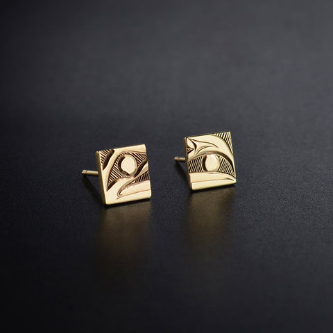 Raven and the Light - 14k Gold Studs