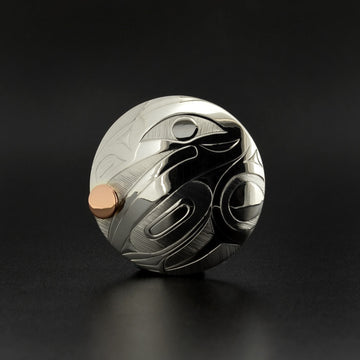 Raven and the Light - Silver Pendant with 14k Rose Gold