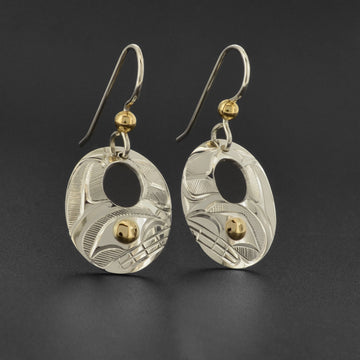 Killerwhale - Silver Earrings with 14k Gold