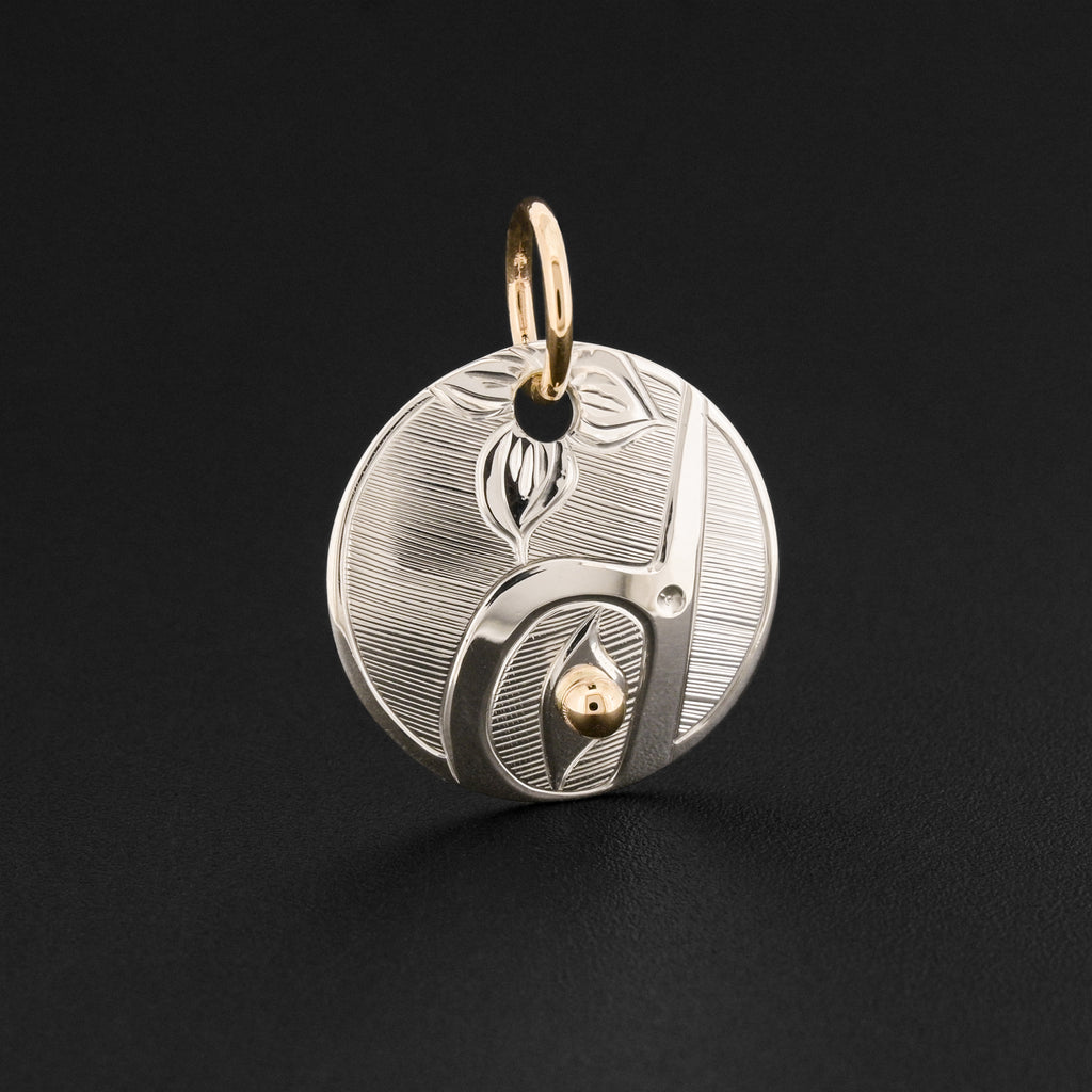 Hummingbird - Silver Pendant with 14k Gold