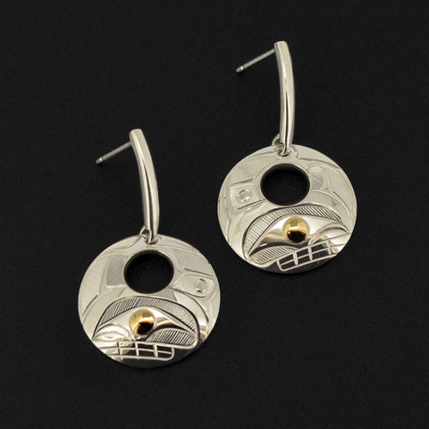 Killerwhale - Silver Earrings with 14k Gold