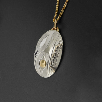Wolf - Silver Pendant with 14k Gold