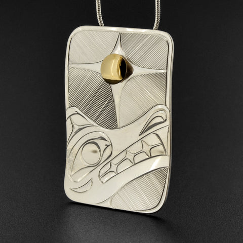 Wolf - Silver Pendant with 14k Gold