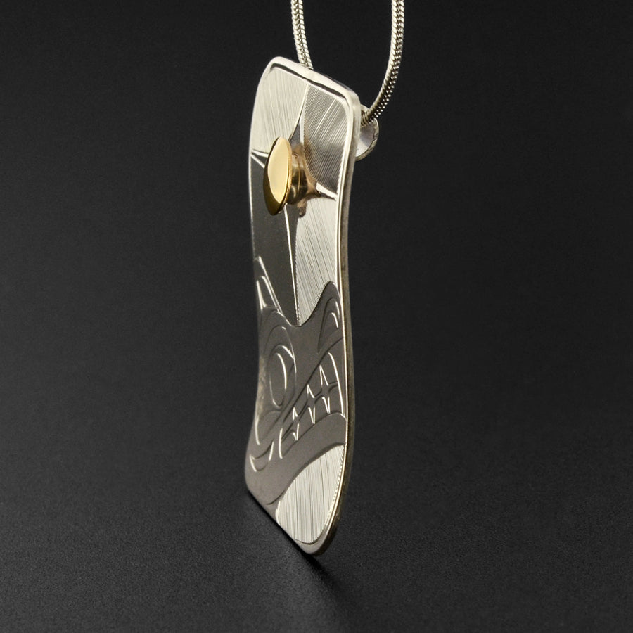 Wolf - Silver Pendant with 14k Gold
