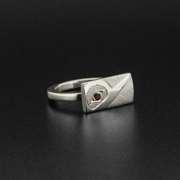 Hummingbird - Silver Ring with Garnet