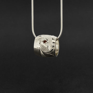 Raven and Light - Silver Bead with Garnet