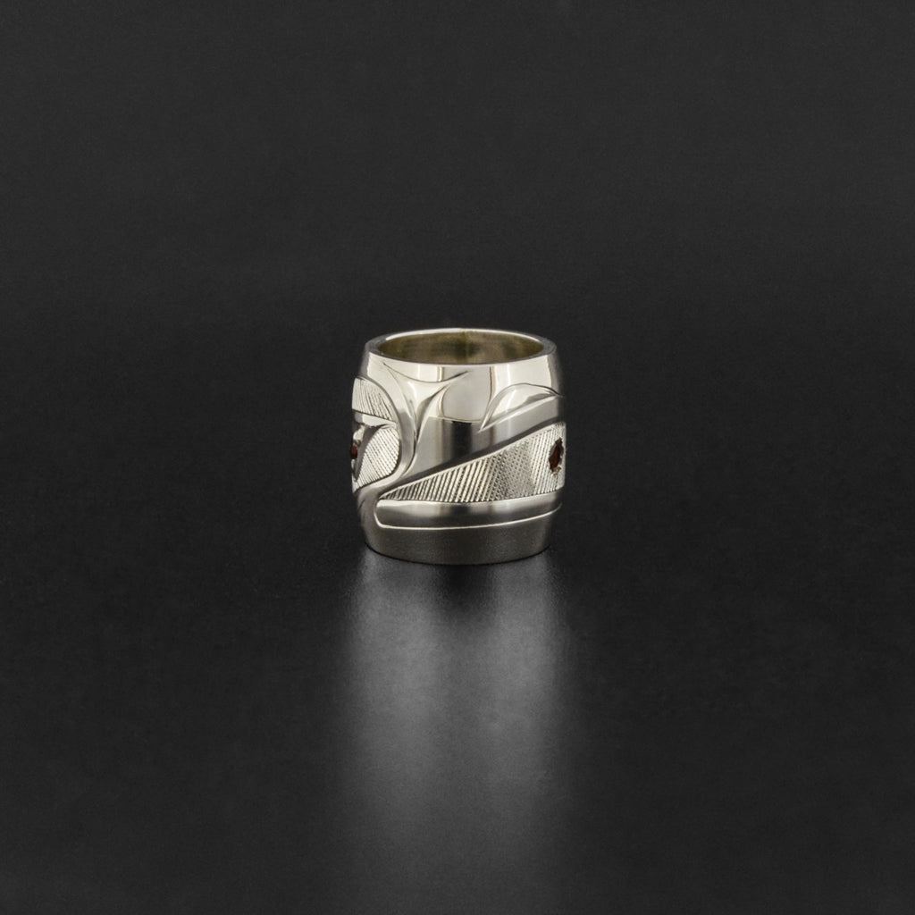 Raven and Light - Silver Bead with Garnet