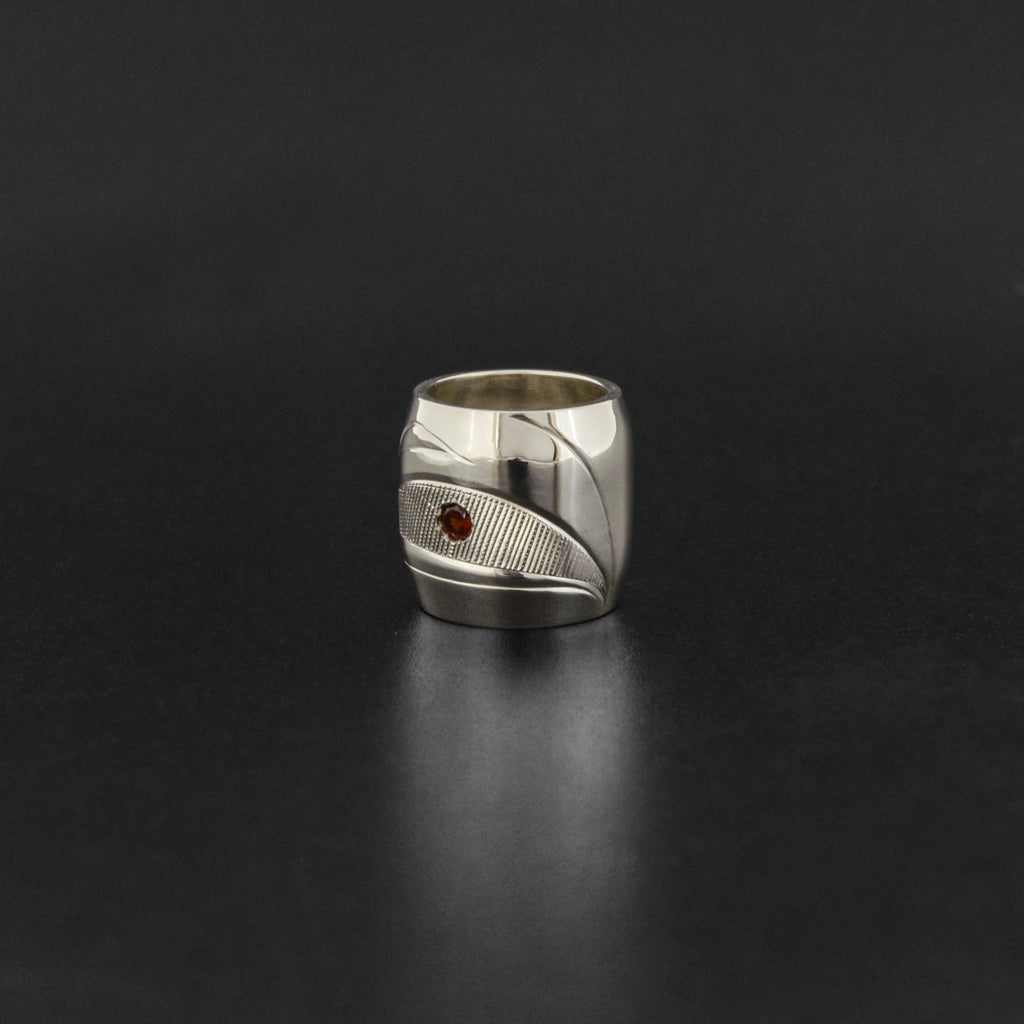 Raven and Light - Silver Bead with Garnet