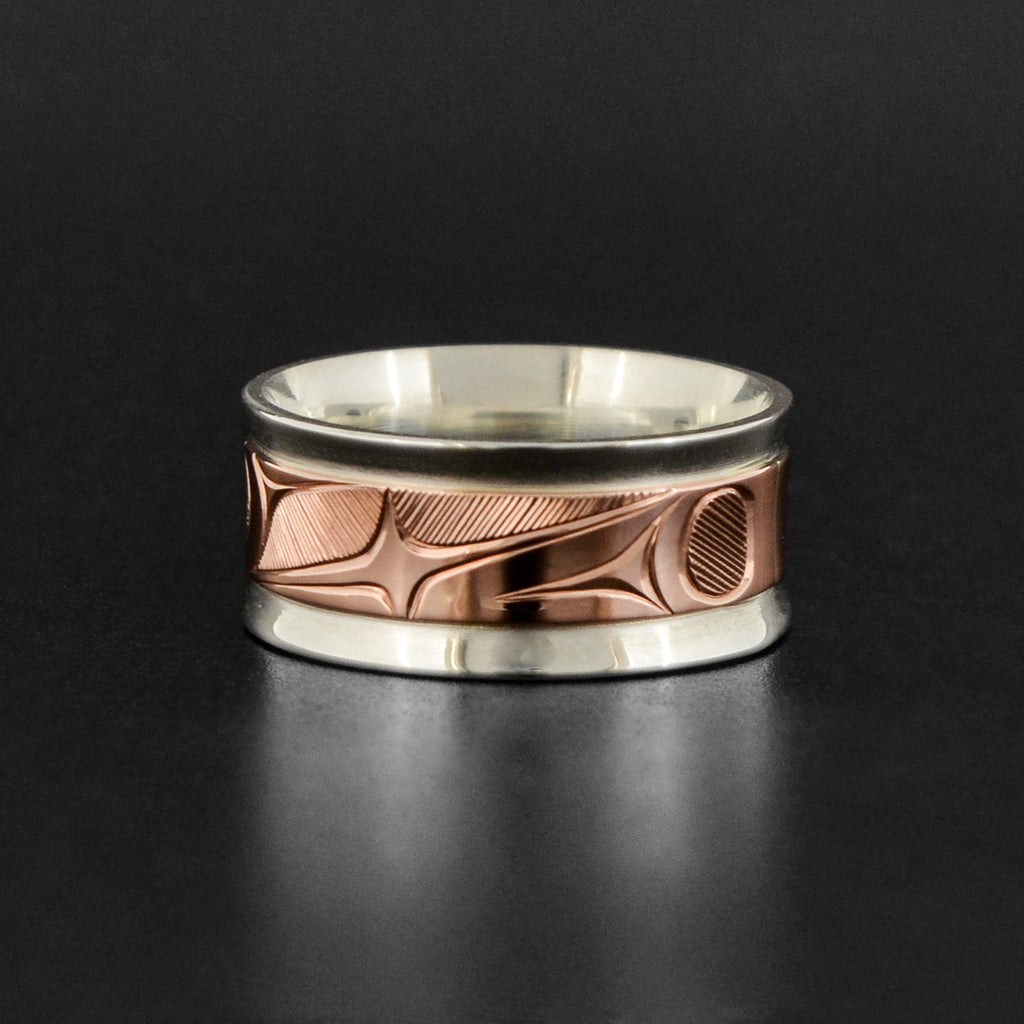 Abstract - Silver Ring with 14k Rose Gold