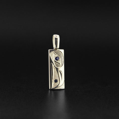 Raven and Light - Silver Pendant with Blue Sapphire