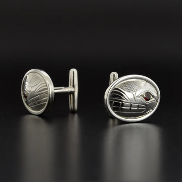 Wolves - Silver Cufflinks with Garnet