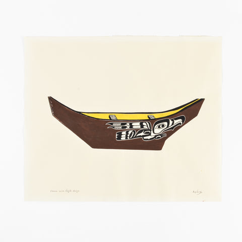 Canoe With Eagle - Painting on Paper