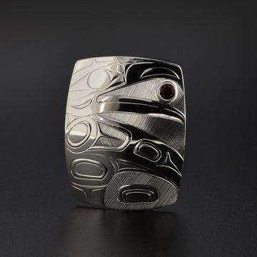 Raven and the Light - Silver Pendant with Garnet