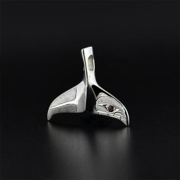 Whale Tail - Silver Pendant with Garnet