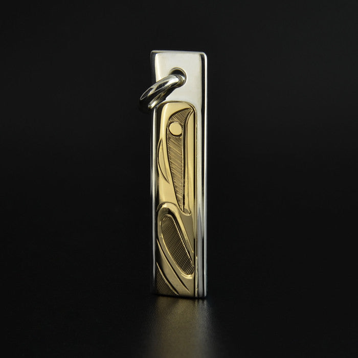 Raven and the Light - Silver and 14k Gold Pendant