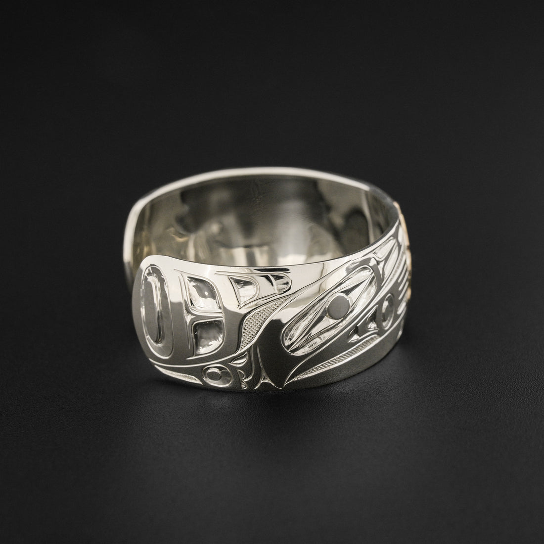 Sun and Raven - Silver Bracelet with 14k Gold