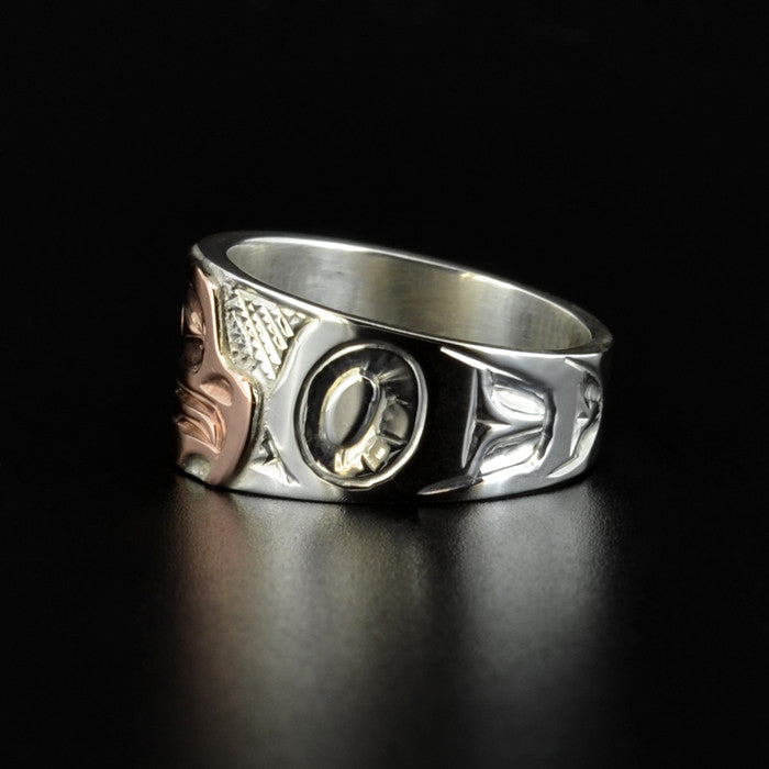 Eagle - Silver Ring with 14k Rose Gold