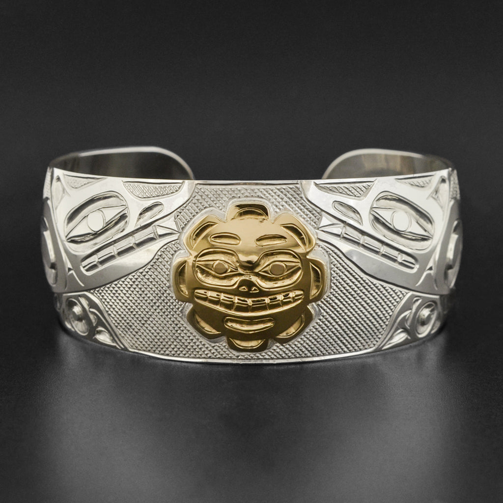 Wolf Sun - Silver Bracelet with 14k Gold