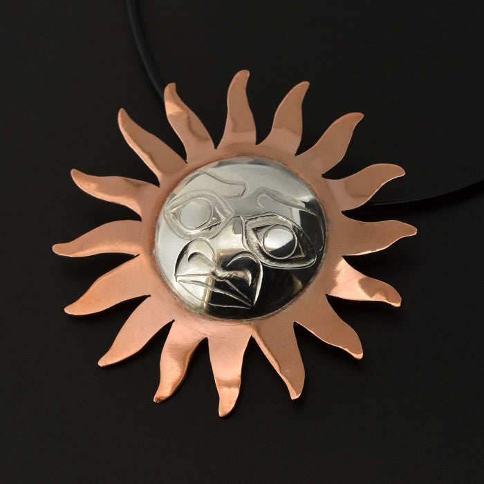 Sun - Silver and Copper Pendant