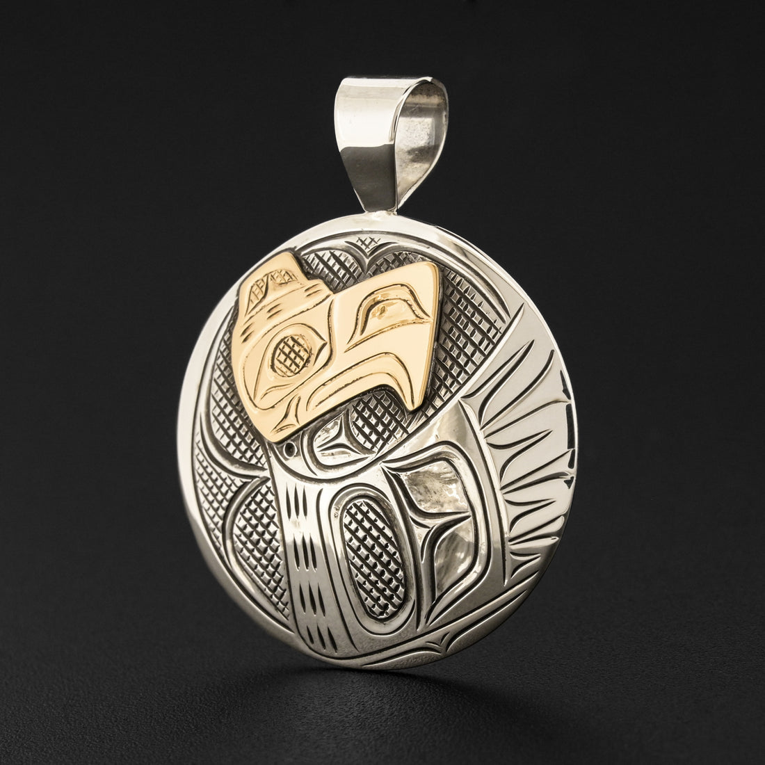 Eagle - Silver Pendant with 14k Gold