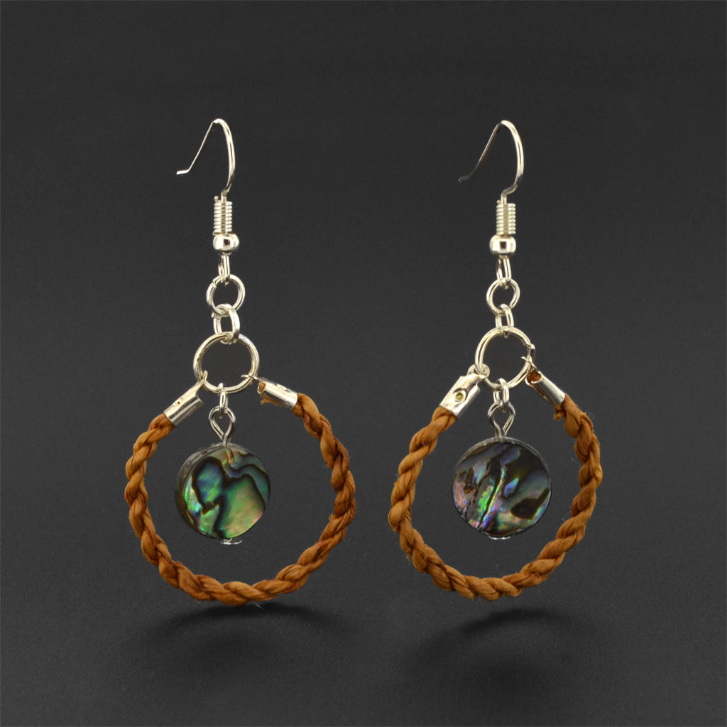 Bilaa Rounds - Silver Earrings with Cedar and Abalone