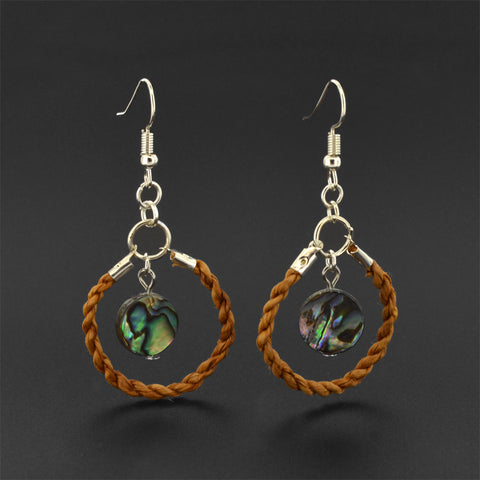 Bilaa Rounds - Silver Earrings with Cedar and Abalone