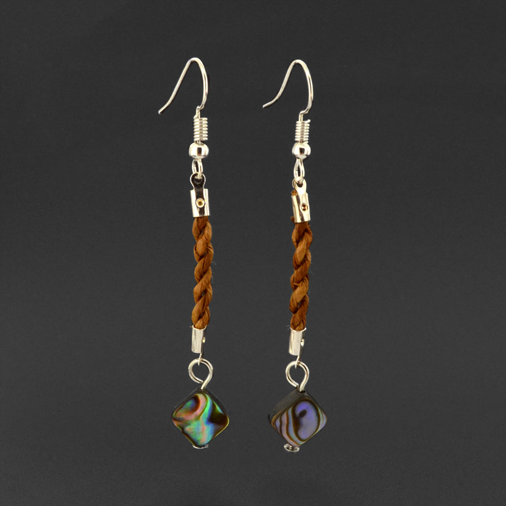 Bilaa Dangles - Silver Earrings with Cedar and Abalone