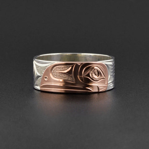 Raven - Silver Ring with 14k Rose Gold