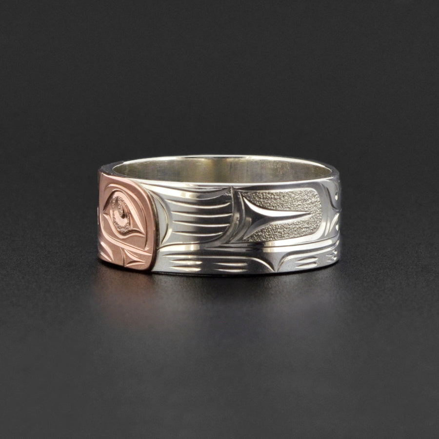 Raven - Silver Ring with 14k Rose Gold