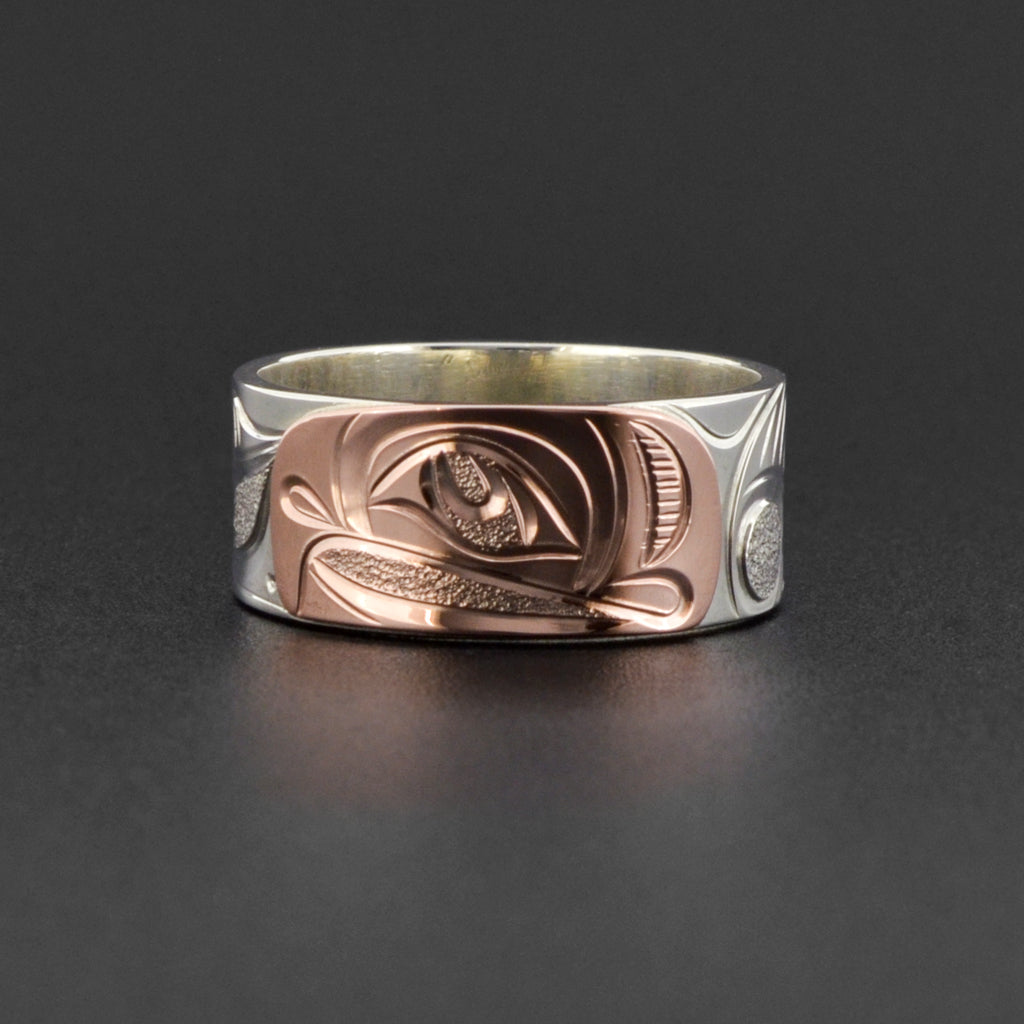 Salmon - Silver Ring with 14k Rose Gold