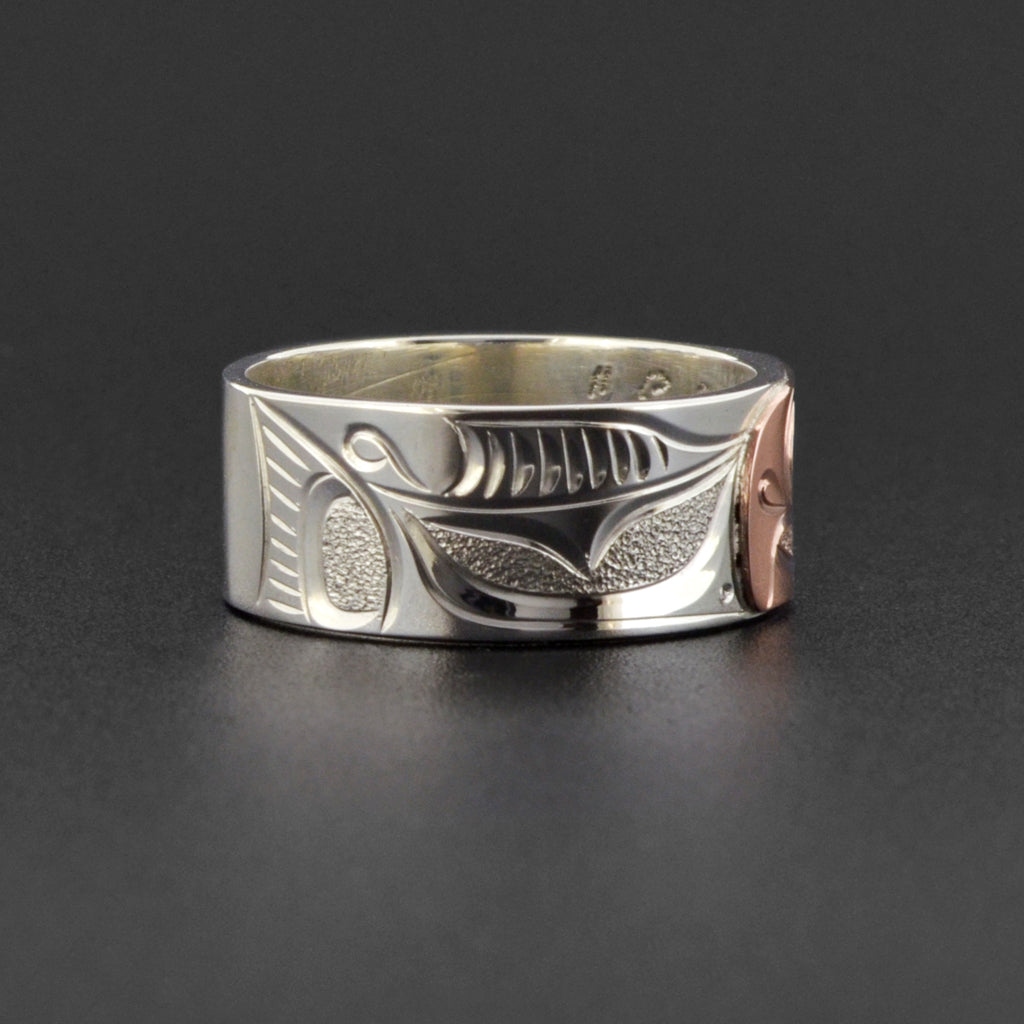 Salmon - Silver Ring with 14k Rose Gold