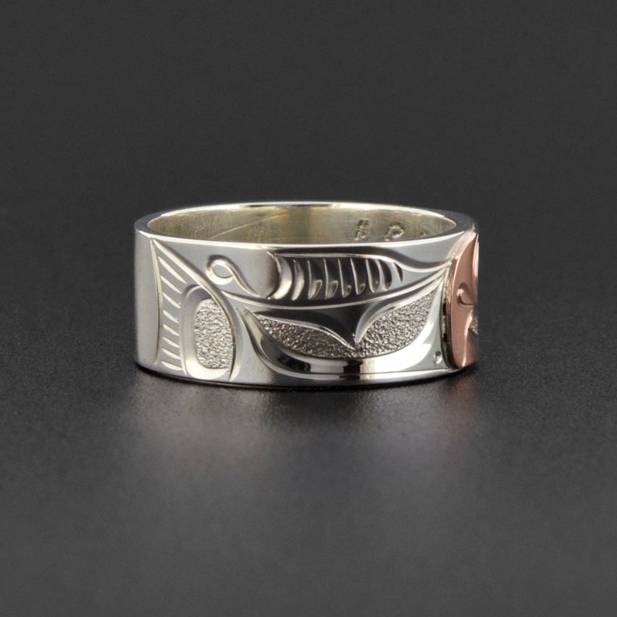 Salmon - Silver Ring with 14k Rose Gold