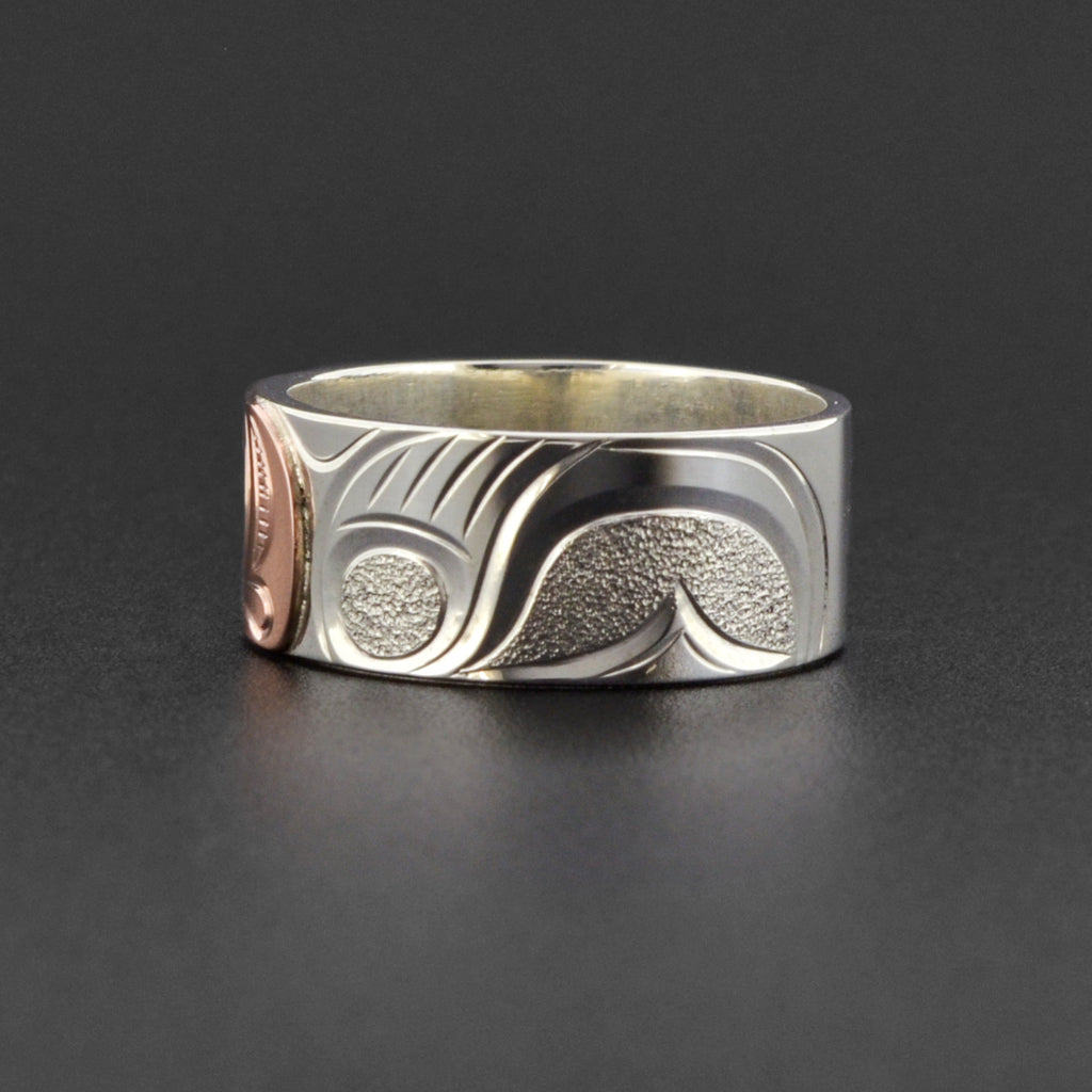 Salmon - Silver Ring with 14k Rose Gold