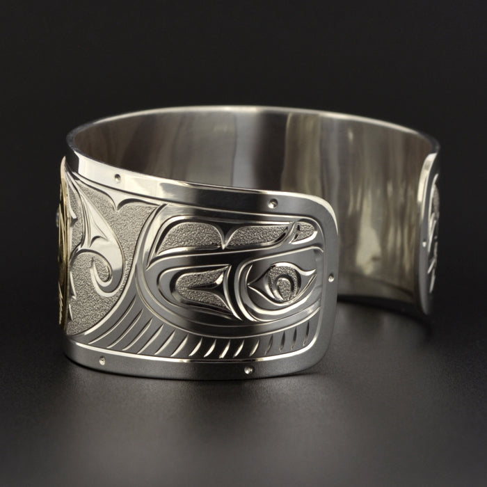 Hummingbird - Silver Bracelet with 14k Gold and Diamonds