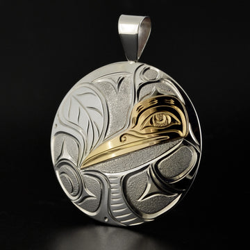 Hummingbird - Silver Pendant with 14k Gold