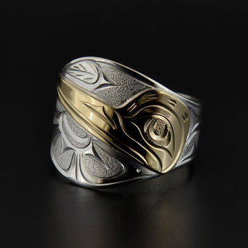 Hummingbird - Silver Ring with 14k Gold