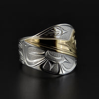 Hummingbird - Silver Ring with 14k Gold