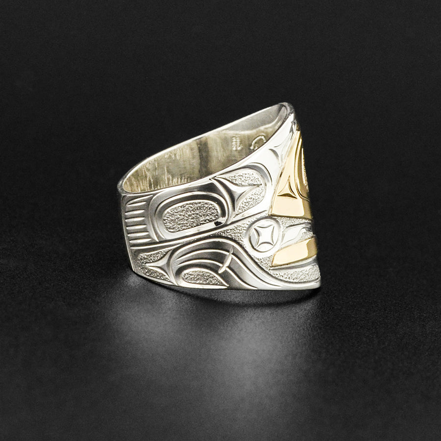 Raven and Light - Silver Bracelet with 14k Gold