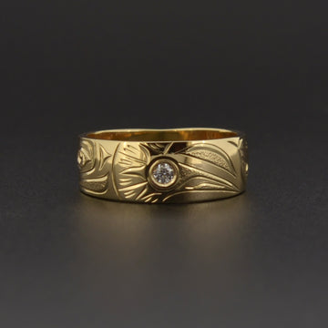 Raven and the Light - 14k Gold Ring with Diamond