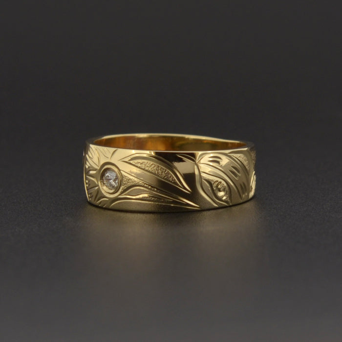 Raven and the Light - 14k Gold Ring with Diamond
