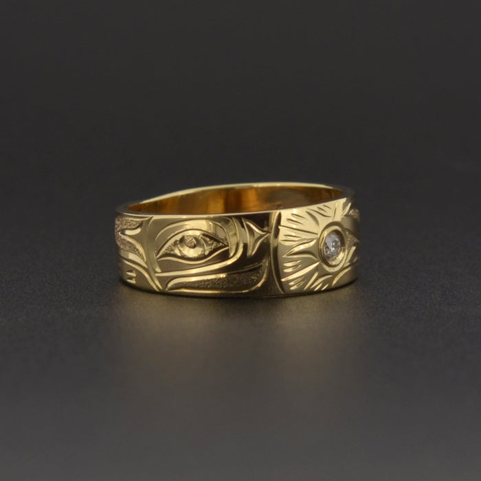 Raven and the Light - 14k Gold Ring with Diamond