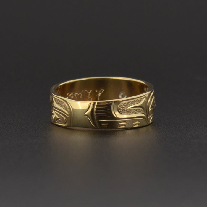 Raven and the Light - 14k Gold Ring with Diamond