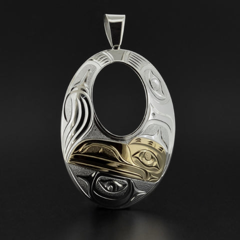 Raven - Silver Pendant with 14k Gold