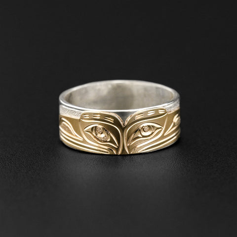 Ravens - Silver Ring with 14k Gold