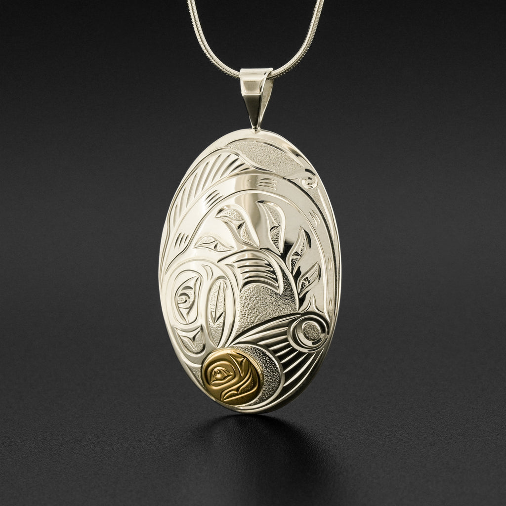 Salmon - Silver Pendant with 14k Gold Overlay
